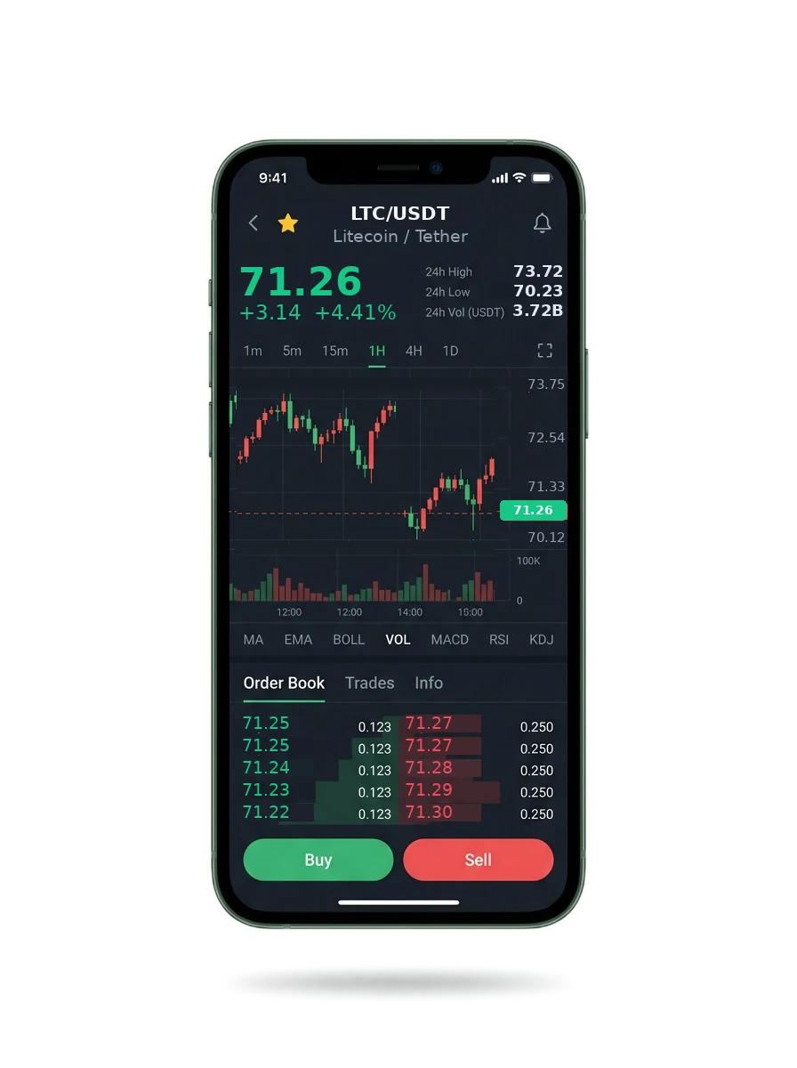 Mobile app screen showing a portfolio summary and a message thread with an account specialist